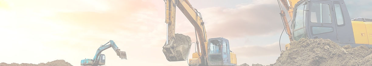 Three excavators work on construction si